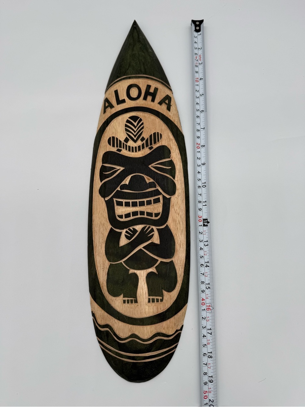 Aloha Tiki Surfboard Wall Art - Natural & Black